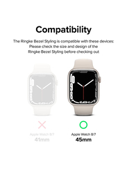 Ringke Bezel Styling Compatible with Apple Watch 8/ 7 45mm Stainless Steel Adhesive Frame Ring Cover Anti Scratch Protection for Apple Watch 45mm-Black (45-03)